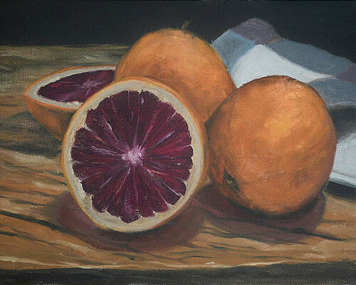 Blood Oranges on Wood by Kelly Lane