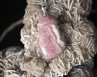 Rhodochrosite Pendant, USA Handcrafted, Pink Gemstone Necklace