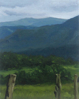 Cades Cove Serenity, Kelly Lane's painting of the Smoky Mountains in Tennessee